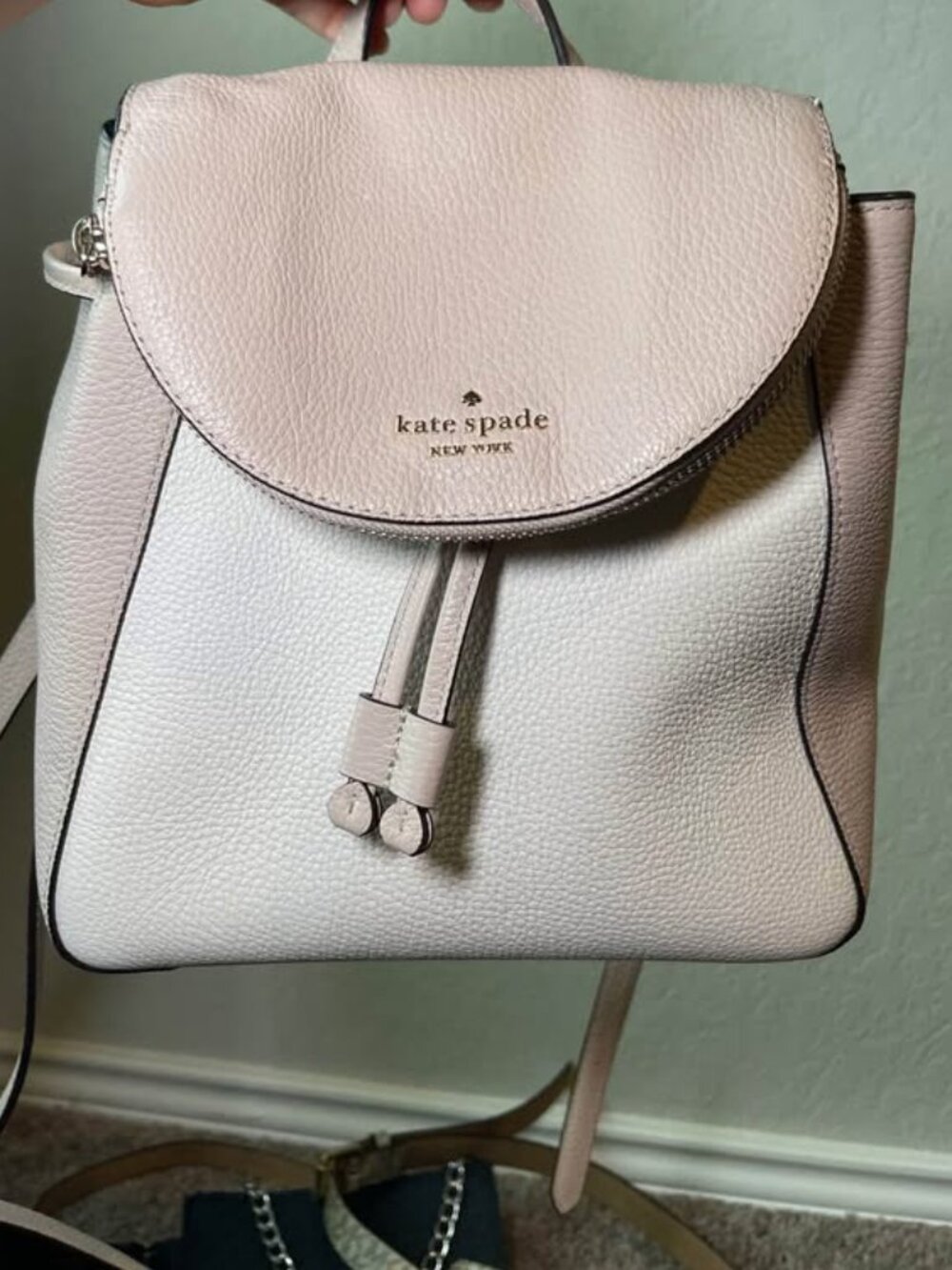 Kate Spade New York Small Backpack Zip/Magnetic, Top Handle, Gold hardware